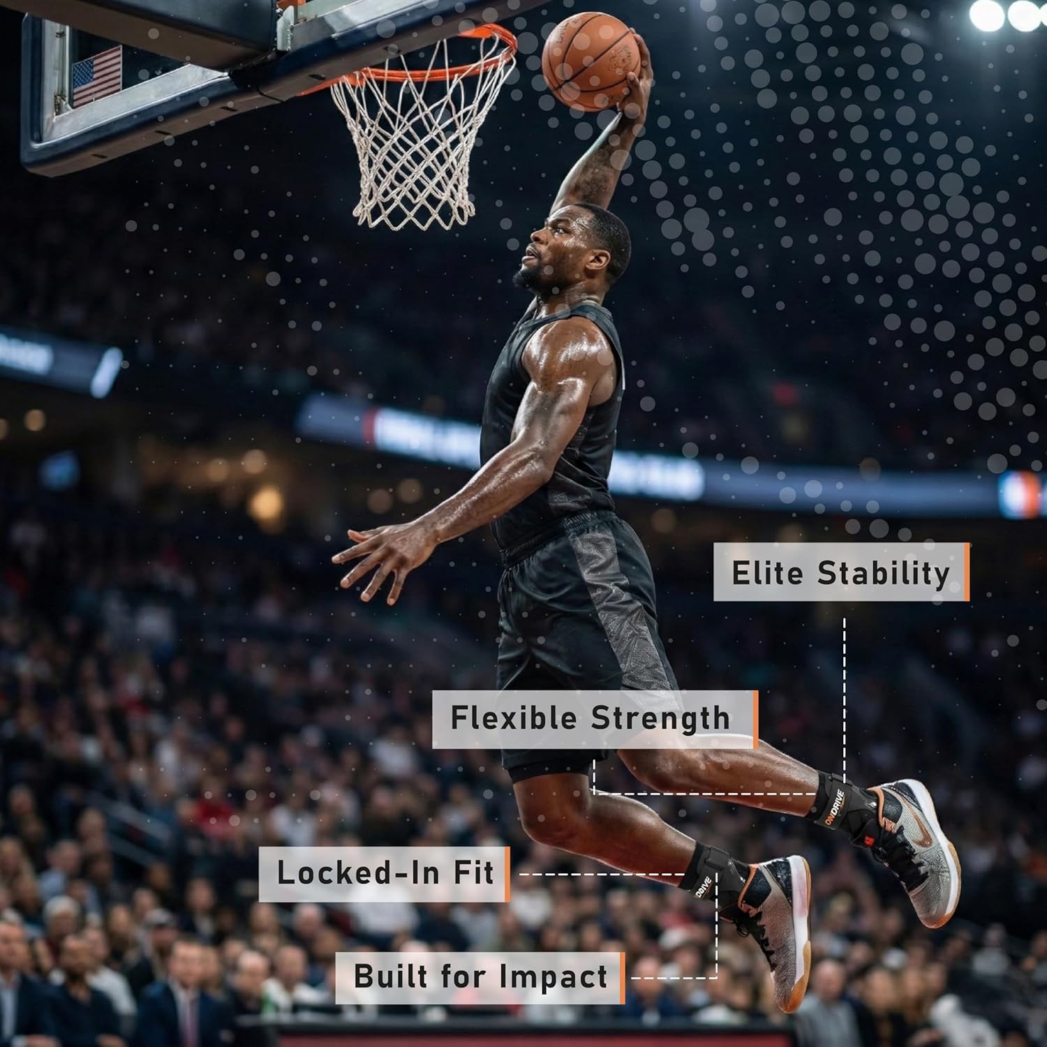 Basketball Ankle Brace Strong and Breathable Ankle Support with Stabilizing Straps & Side Guards Elastic Protective Sports Brace for Men & Women Advanced High Sprain Protection