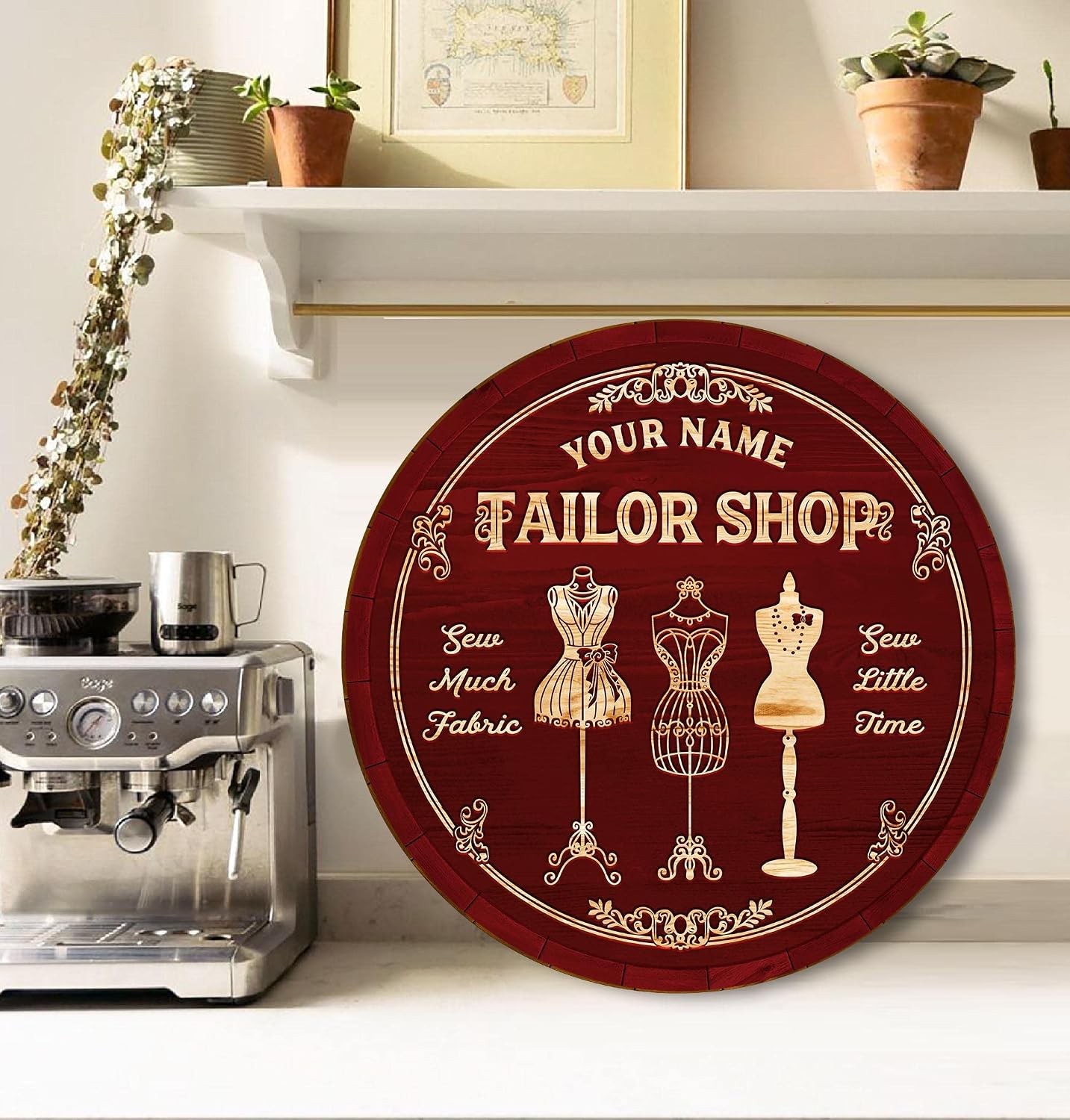 Artsy Woodsy Custom Sewing Machine Quilting Room Wooden Sign (Not Carved) Door Wall Art Plaque Accessories, Vintage She Shed Craft Room Decorations, Personalized Gifts For Her Women Mom Grandma (10)
