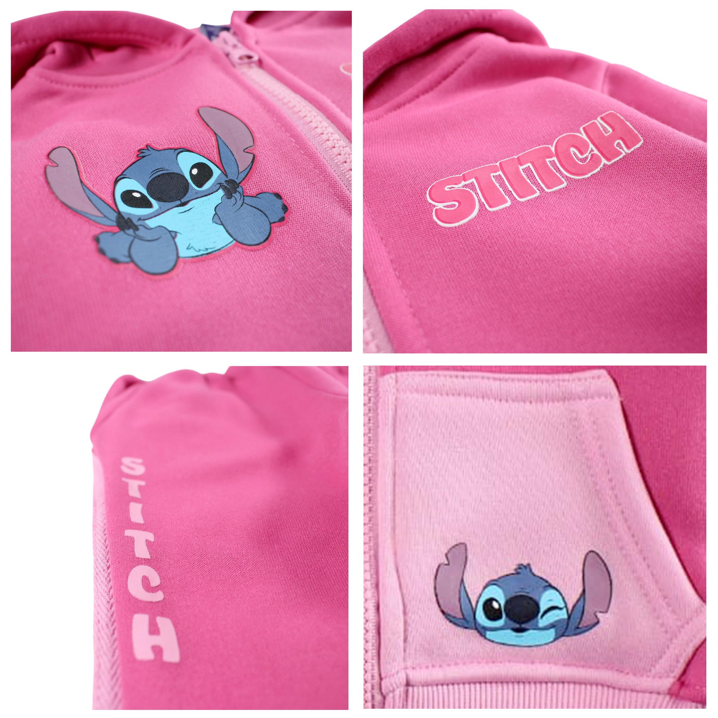 Disney Stitch – Tuta Bambina in Cotone o Viscosa | Completo Casual con Felpa Girocollo e Pantaloni Morbidi | 3 Modelli Colorati – Comfort e Stile per il Tempo Libero