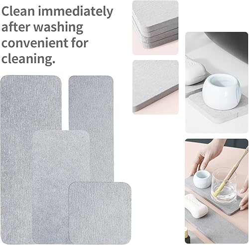 Miniatura 5 de Organizador de fregadero de secado instantáneo, bandeja de piedra antideslizante que absorbe el agua para fregadero, posavasos rectangulares de