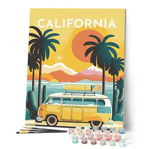Figured'Art Pintar por Numeros Adultos con marco Póster de viaje California