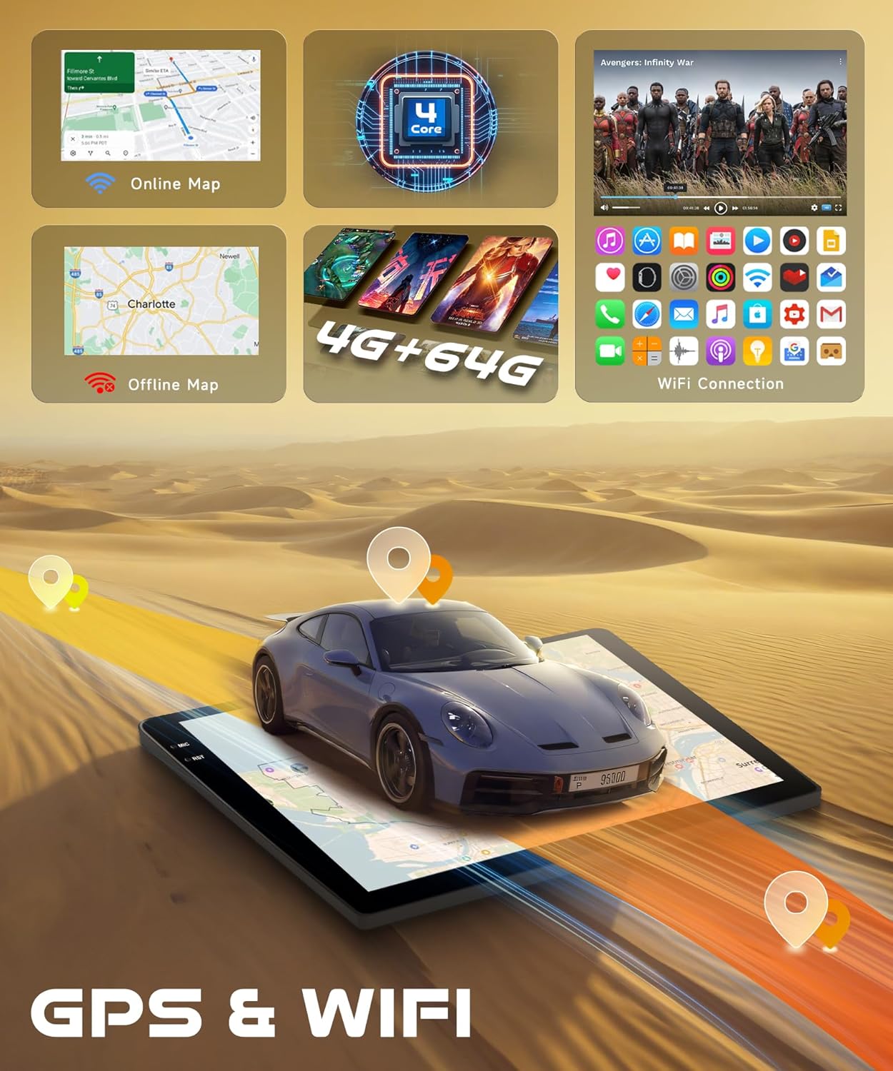 4G+64G Android Car Radio for Honda CRV 2007-2011 with Wireless CarPlay Android Auto, 9” Incell Touchscreen Car Stereo Mirror Link GPS Navigation WiFi Bluetooth FM RDS EQ SWC Backup Camera