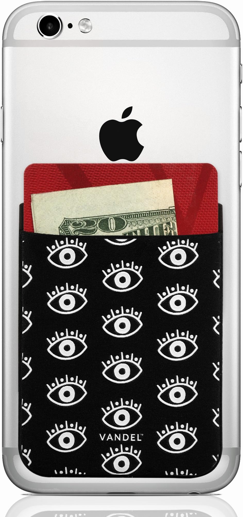 Vandel Pocket: Stretchy Fabric Stick On Card Holder Wallet for The Back of Cell Phones (Eyes)