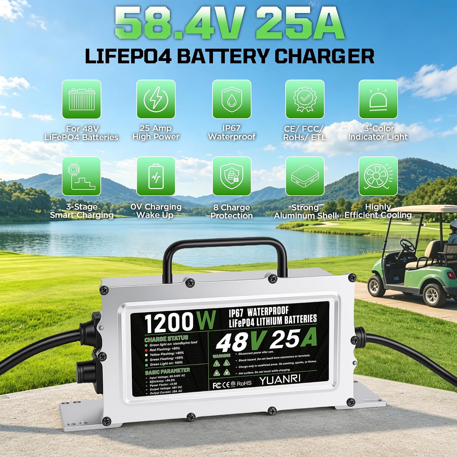 25A 48V Lithium Battery Charger 48 Volt Lifepo4 Battery Charger