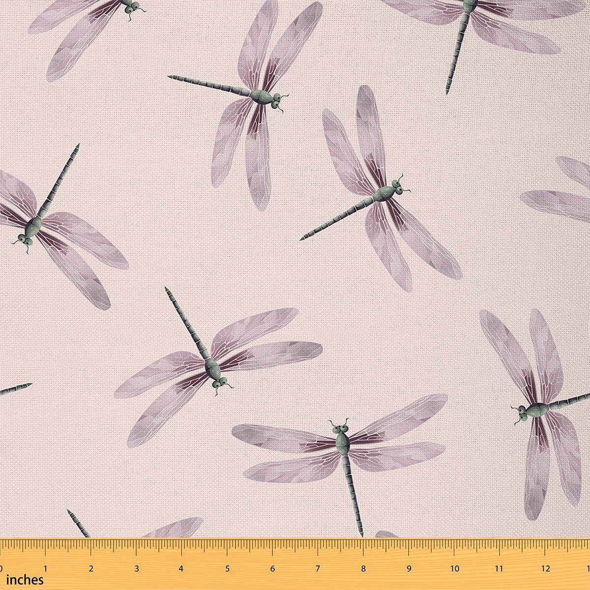 Erosebridal Dragonfly Gifts for Women,Girls Dragonfly Fabric by The Yard for Lady,Pink Watercolor Dragonflies Upholstery Fabric,Flying Animals Outdoor Fabric,Simple Style Decorative Fabric,10 Yards