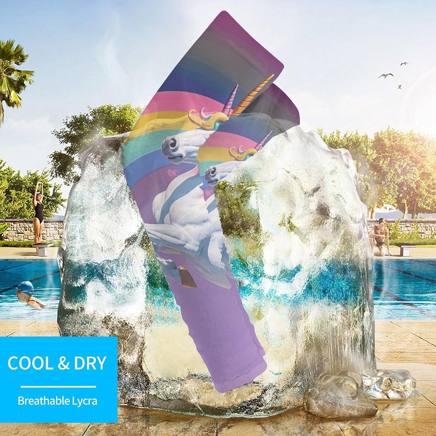 Horse Standing in Rainbow Arm Sleeves for Men Women Sun Protection Sleeves Cooling Compression Arm Covers for Sport