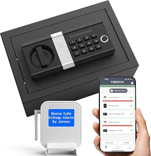 FORFEND Smart Money Safe App Alarm | Kidnap Alarm, Tamper Proof, Voice Command Depository Drop Safebox Anti-Pry| Multi-User Cash Safes for Home Office