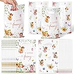 Fairy Party Favor Bags - 50Pcs A Little Fairy Goody Candy Treat Gifts Bags, Watercolor Floral Girls Themed Party Decorations for Kids Baby Girls Birthday Baby Shower Garden Events Supplies