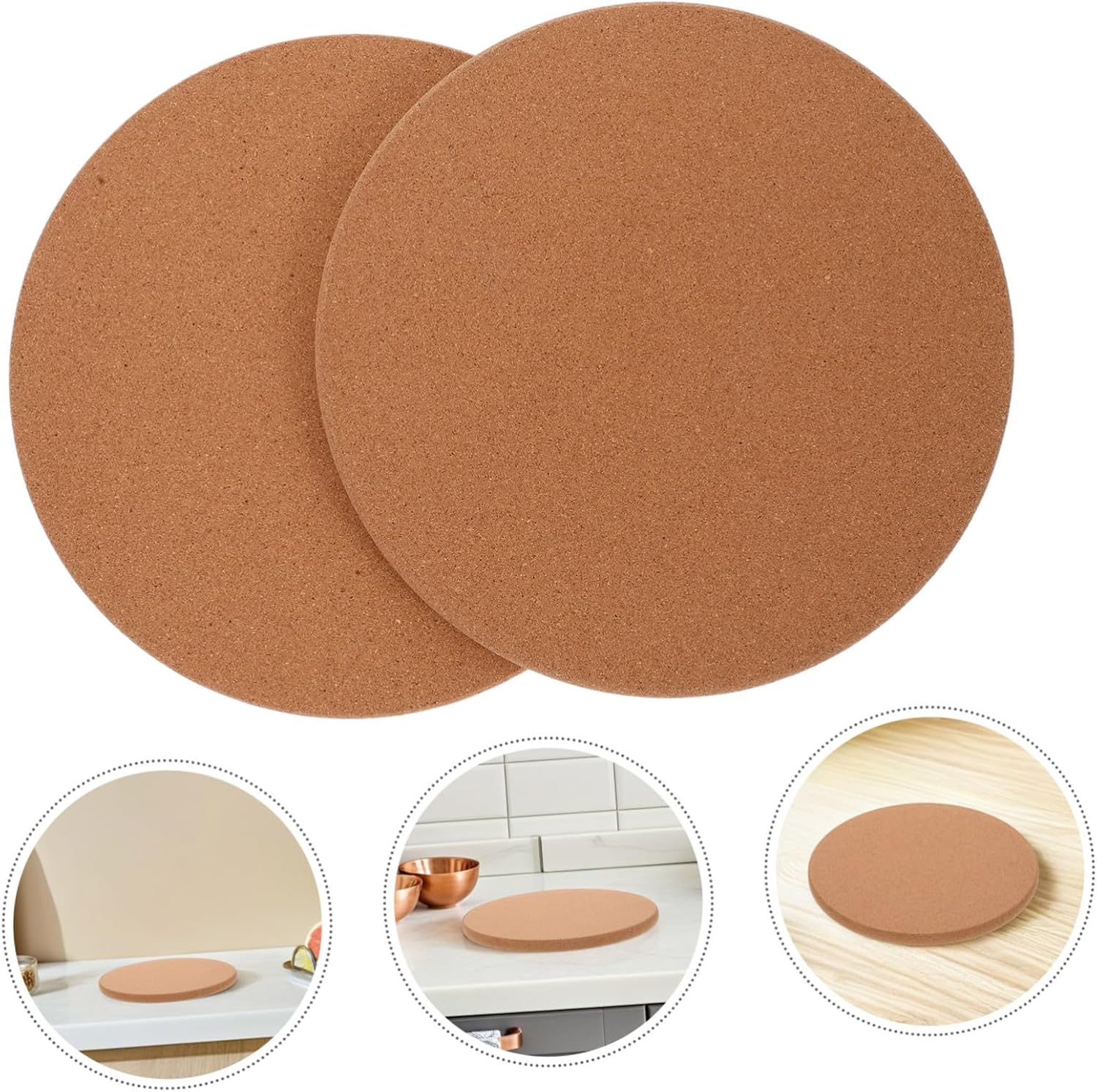2pcs Cork Pot Trivets for Hot Dishes Heatproof Coasters Kitchen Counter Coasters