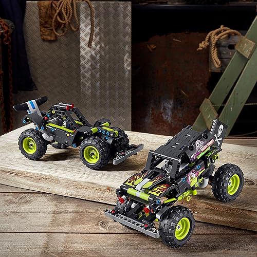 Miniatura 8 de LEGO Technic Monster Jam Grave Digger 42118 Set – Camión de juguete a Buggy todoterreno, motor de tracción, construcción de vehículos y juego de