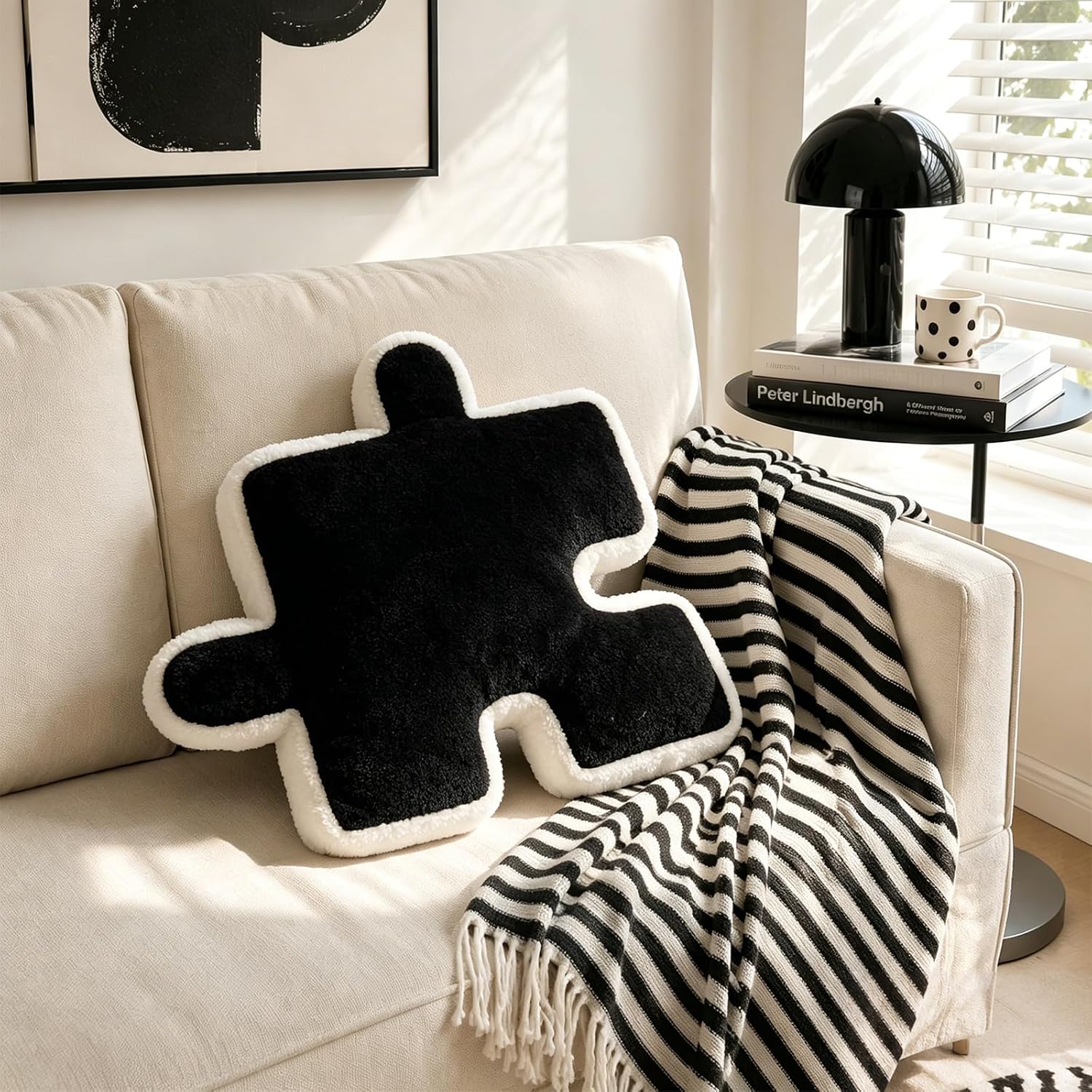 LANPU Puzzle Shape Floor Pillow, Plush Seat Cushion for Couch and Bed | Thick cushion for chairs, bedrooms and dorms. Adds decorative comfort with soft lumbar and floor support.