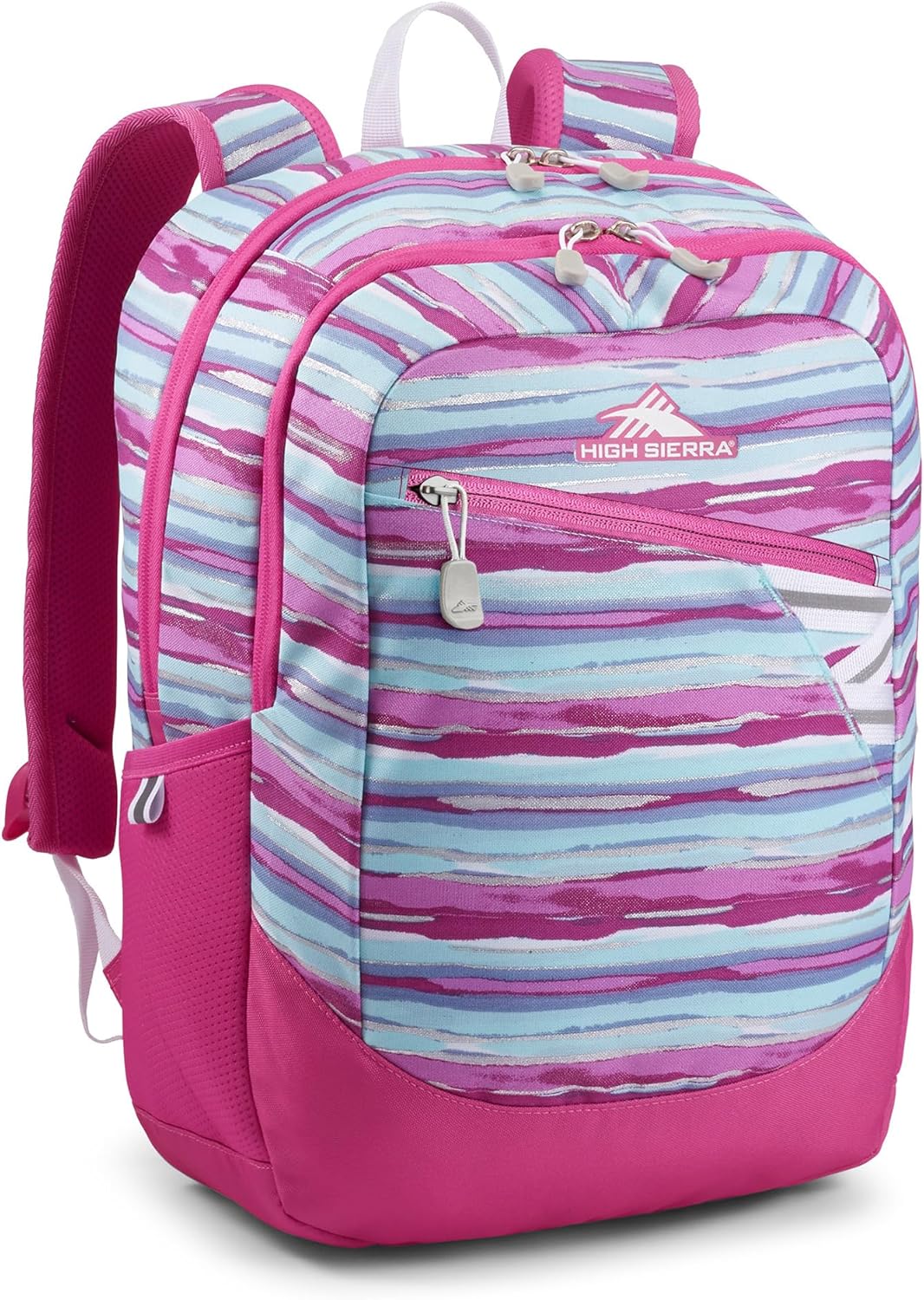 High Sierra Outburst 2.0 Carry-On Daypack Book Bag with Padded Laptop Tablet Sleeve, 360 Degree Reflectivity, Fits Most 15.6" Laptops, 28L, Watercolor Stripes