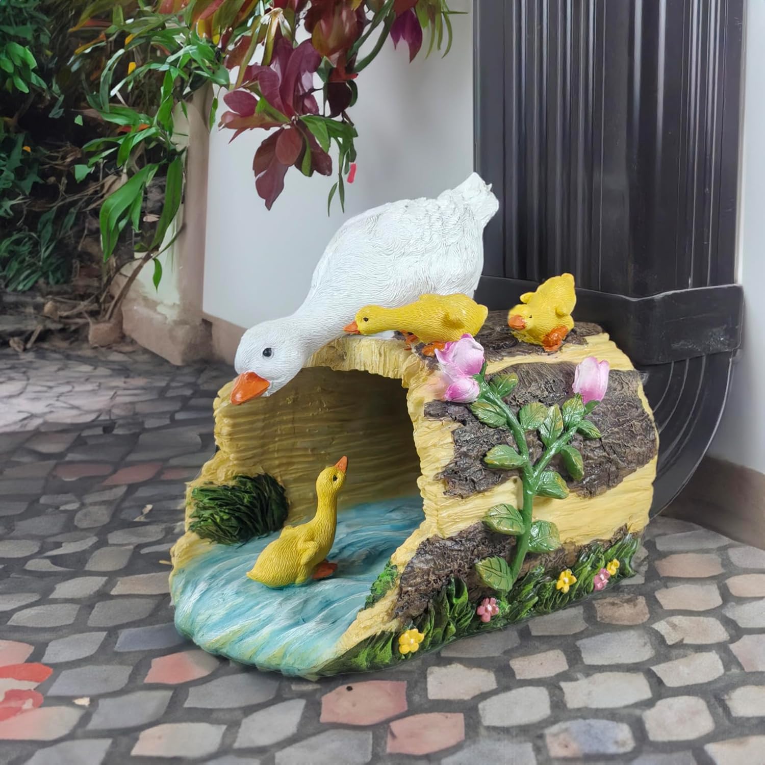 Duck Sculpture Gutter Diverter Rain,Deco Gutter Extension Downspout, Eco-Friendly Resin Statue Gutter Extender Diverter,Splash Block, Perfect Rain Gutter Downspout Extension for 3"x4" Downspouts