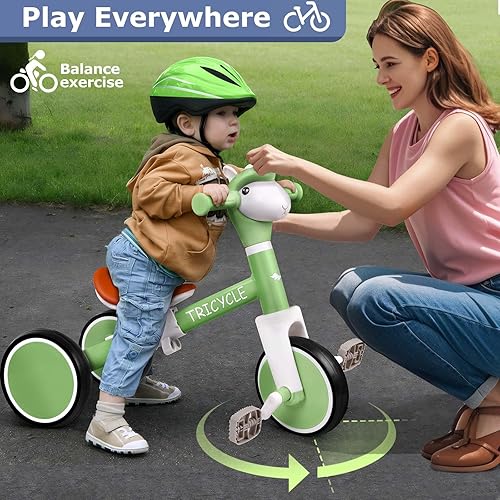 Miniatura 6 de Bicicleta de equilibrio para niños y niñas, triciclo para niños pequeños de 1 a 5 años, triciclo para niños pequeños con luz y música frontal,