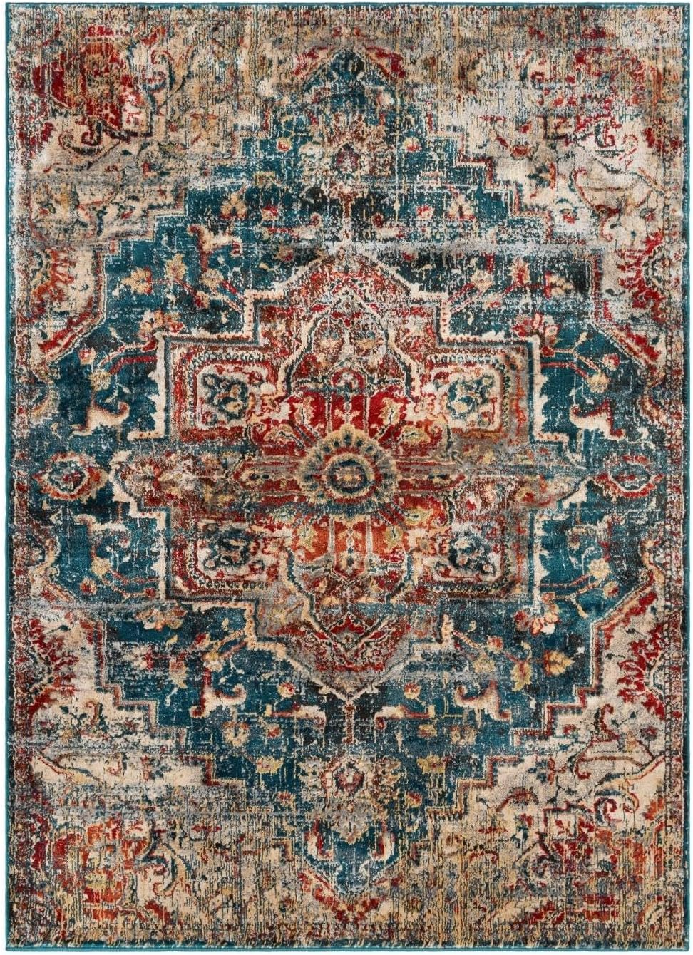 LUXE WEAVERS Vintage Moroccan Area Rug, Blue 6x9