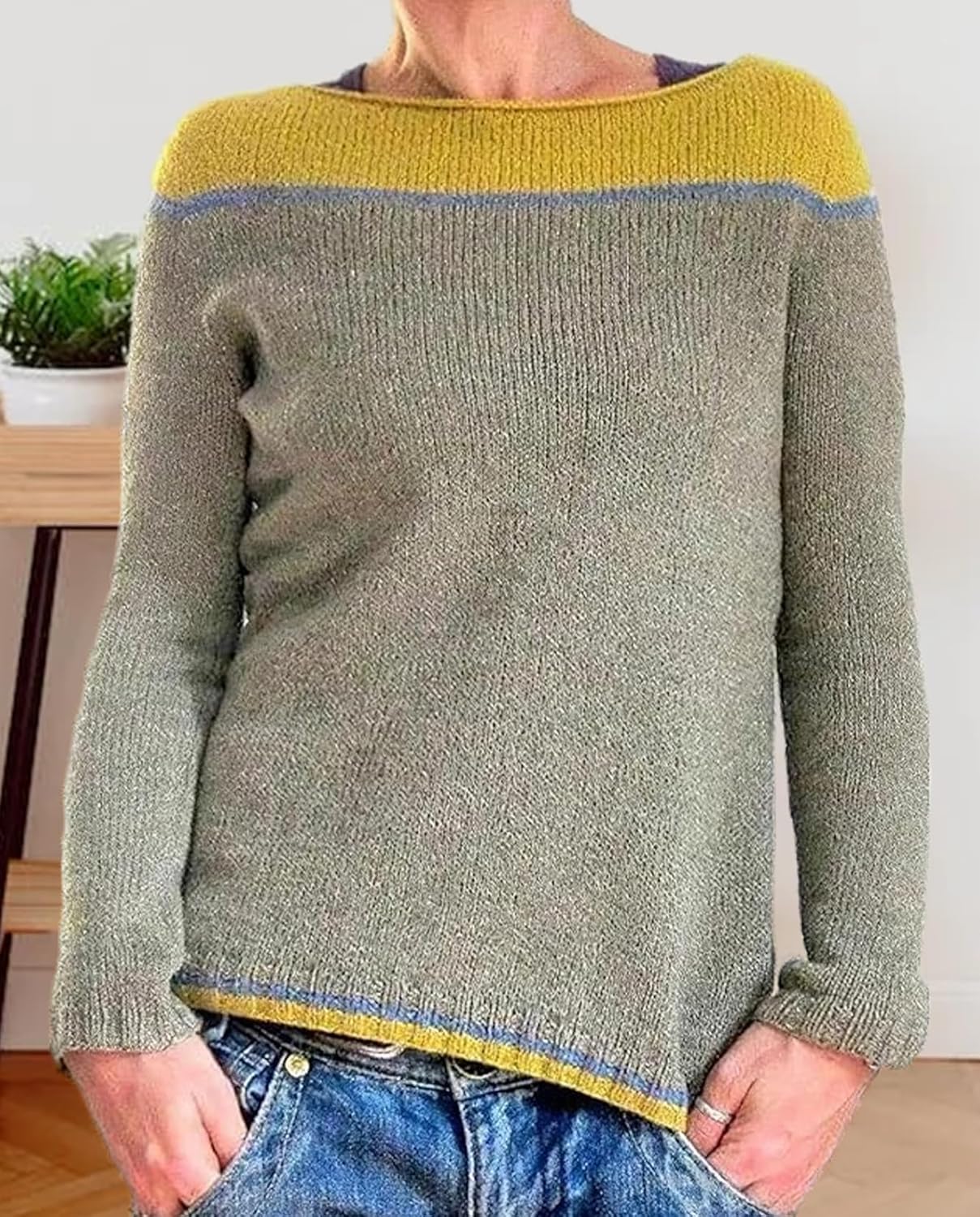 Fair Isle Sweater for Womens Winter Long Sleeve Vintage Knitted Sweater Casual Fall Crew Neck Pullover Sweaters - Image 2