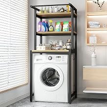 Drum Washing Machine Cabinet, 3-Tier Space-Saving Bathroom Storage Rack Above The Toilet, Bearing Strong, Adjustable Storage RackBlack