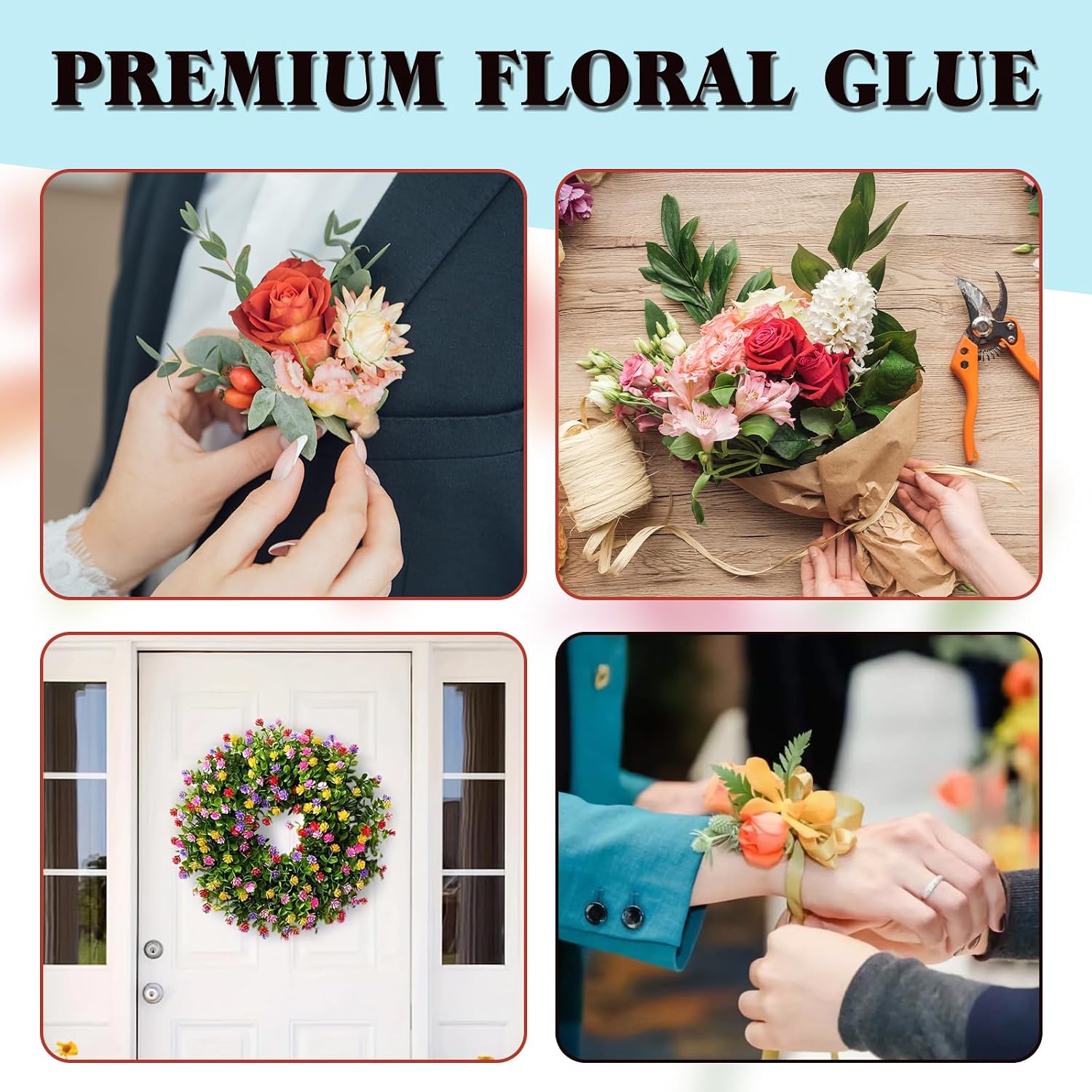 Floral Glue 50 ML, Floral Glue for Fresh Flowers, Corsages, Boutonnieres, Wristlets, Floral Adhesive Glue Bonds to Other Wedding Craft Accessories and Supplies, Waterproof, Fast Drying Flower Glue