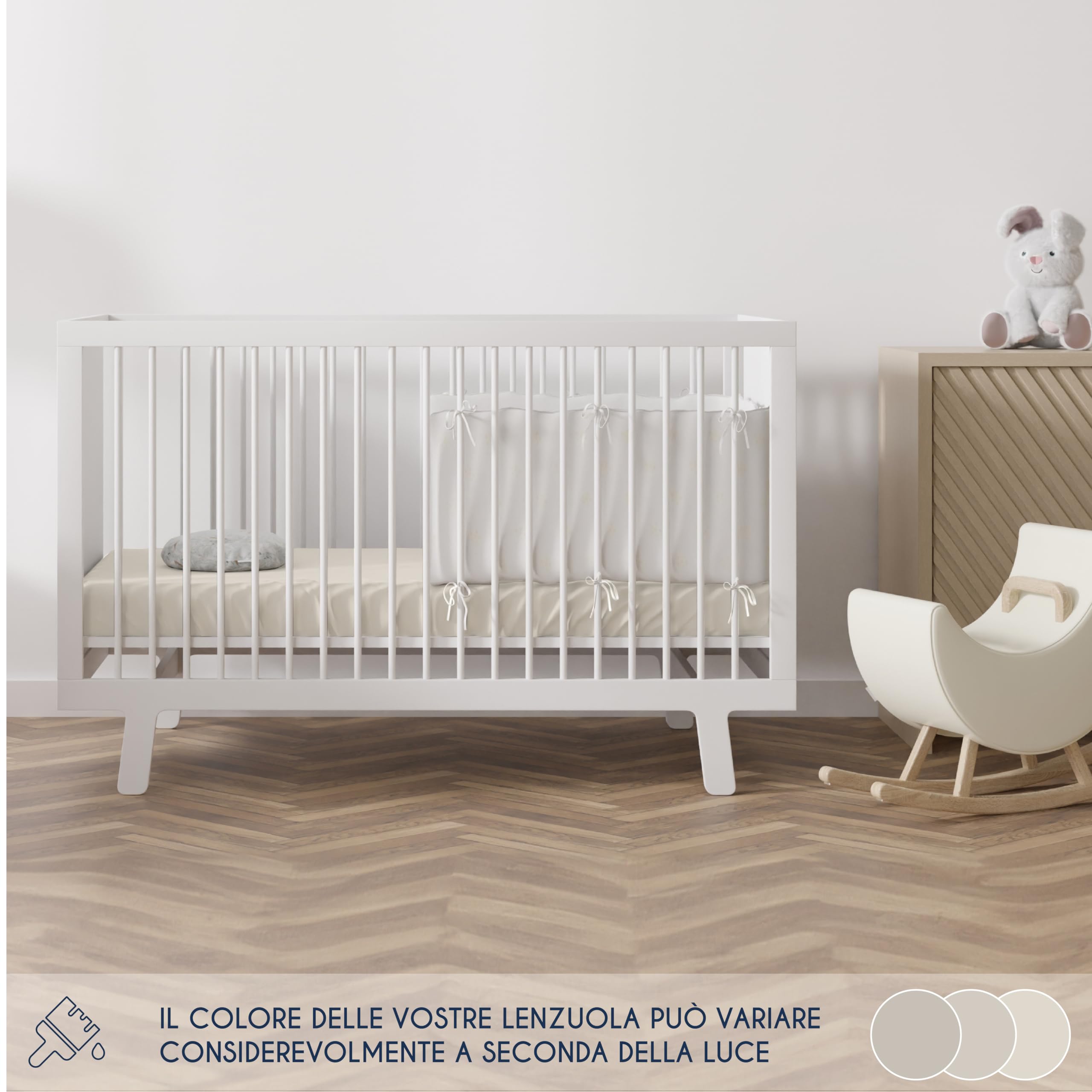 Dreamzie Set 2 Lenzuolo con Angoli Cotone Bambini - 70x140 - Oeko Tex Certificato - Bianco E Beige - Lenzuolo Lettino 70x140