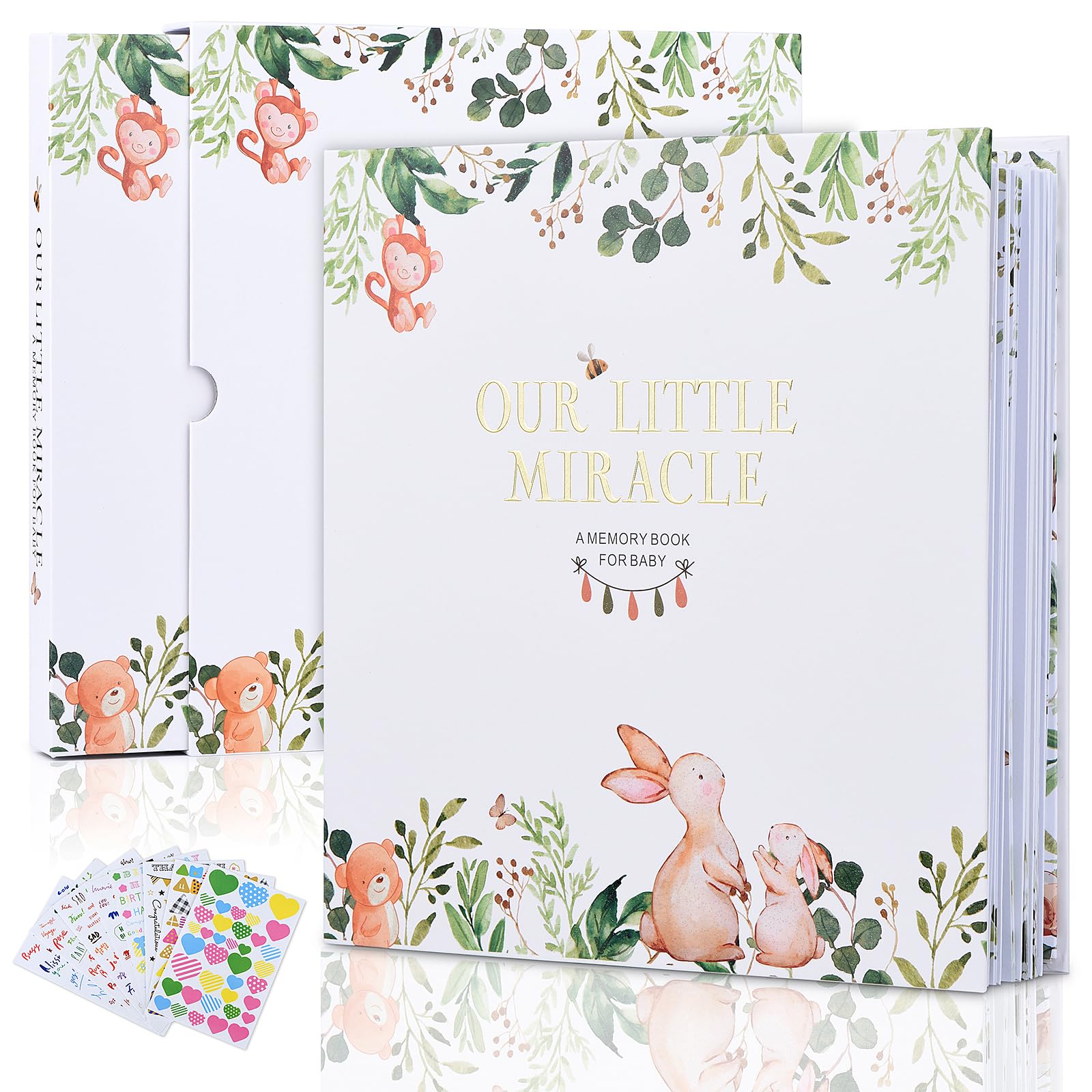 Baby-Erinnerungsbuch – Unser kleines Wunder, 248 Seiten, farbig, Erinnerungs-Tagebuch für die ersten fünf Jahre, Unisex-Baby-Scrapbook, Aufzeichnungsbuch für frischgebackene Eltern, ideales Geschenk