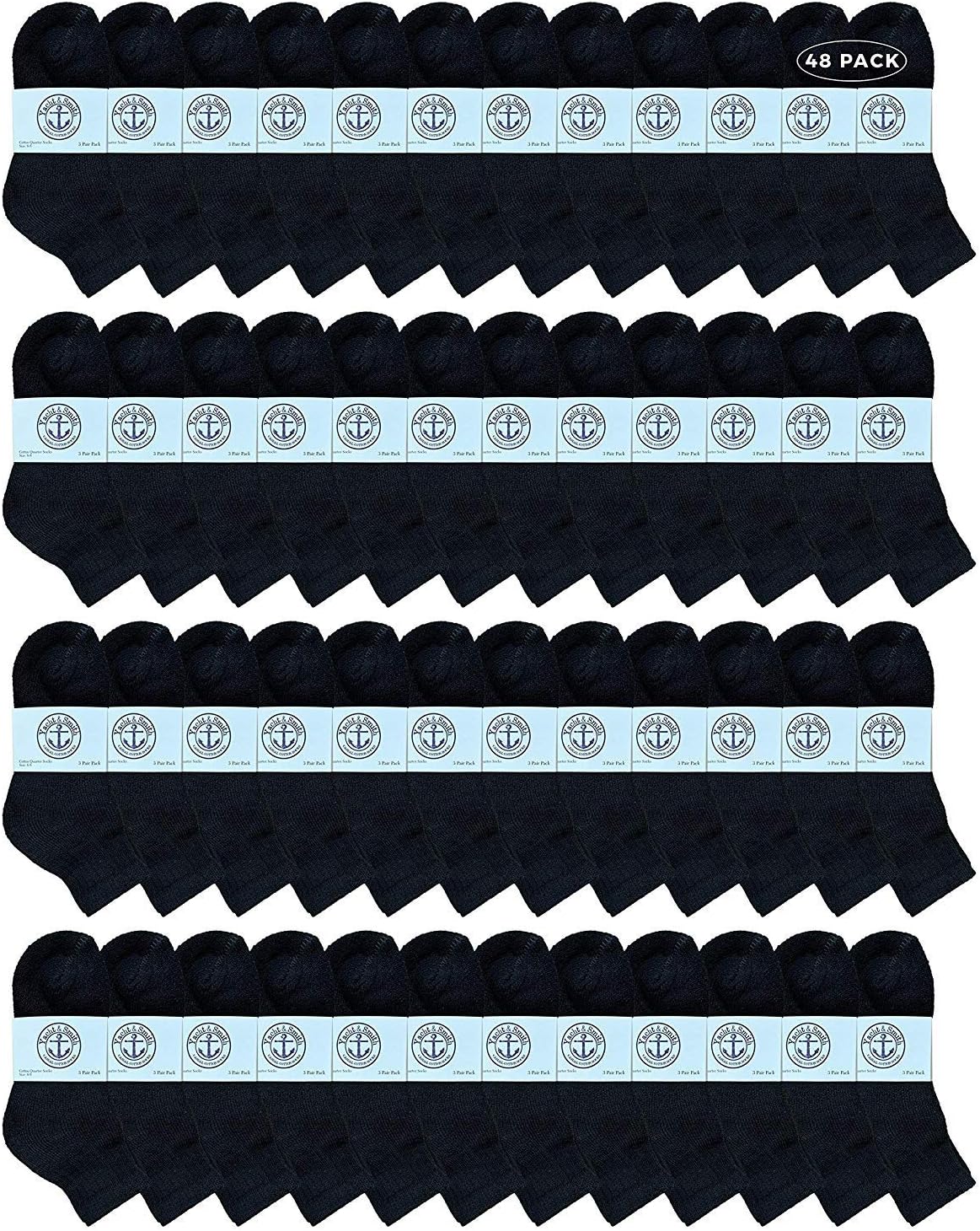 48 Pairs Of Yacht & Smith Wholesale Kids Mid Ankle Socks, Cotton Bulk Sport Ankle Socks Size 6-8