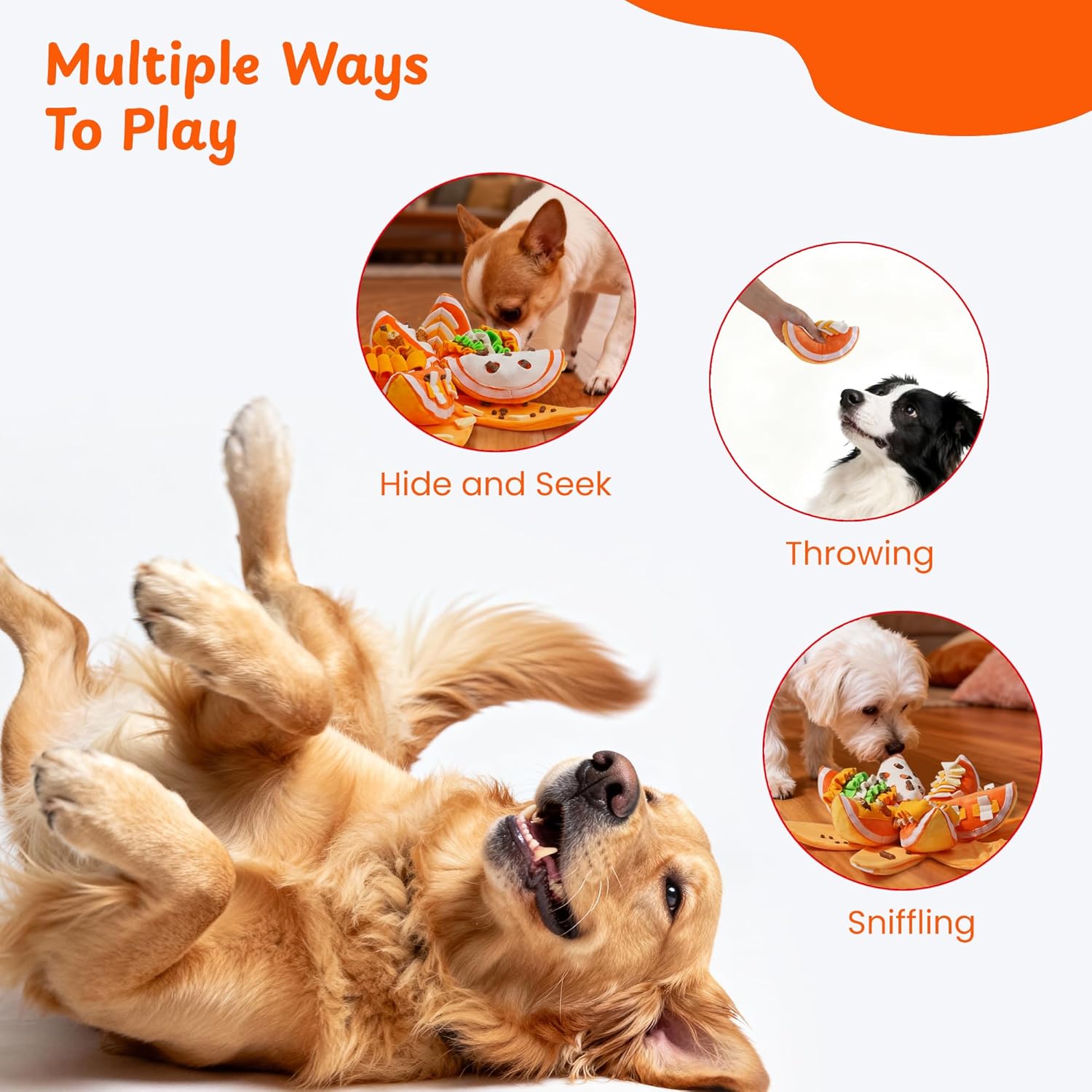 Nocciola Pumpkin Puzzle Dog Toys, Snuffle Interactive Dog Toy for Small Dogs, Puppy Squeaky Toy with Crinkle Papers, Hide and Seek Toy for Boredom