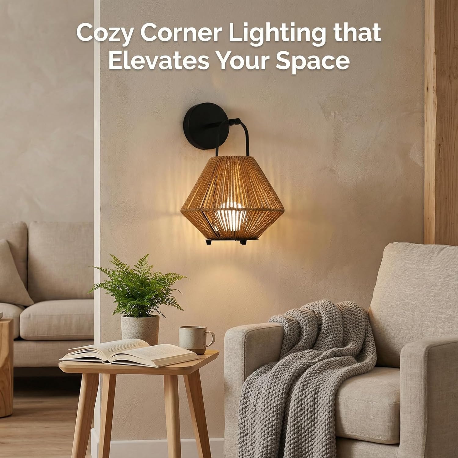 Rechargeable Portable Table Lamp with Woven Rattan Shade – Wall-Mountable Cordless LED Bedside Lamp for Bedroom, Nursery & Outdoor Use