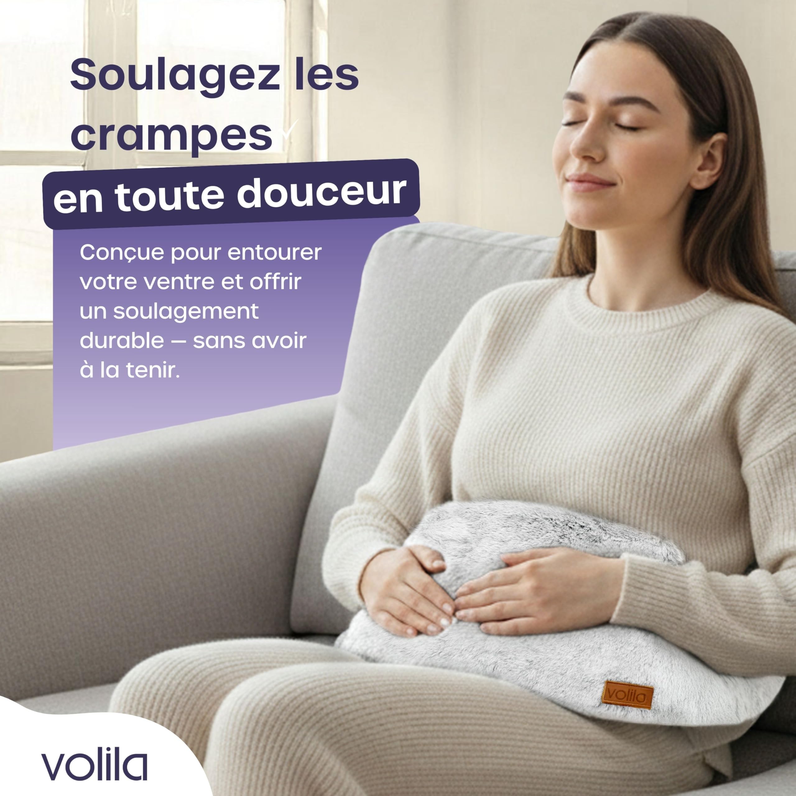 Bouillotte Ceinture d'Eau Chaude - 1,5L Ceinture Bouillotte de Luxe, Douce et Portable pour Soulager les Douleurs Menstruelles (Blanc)