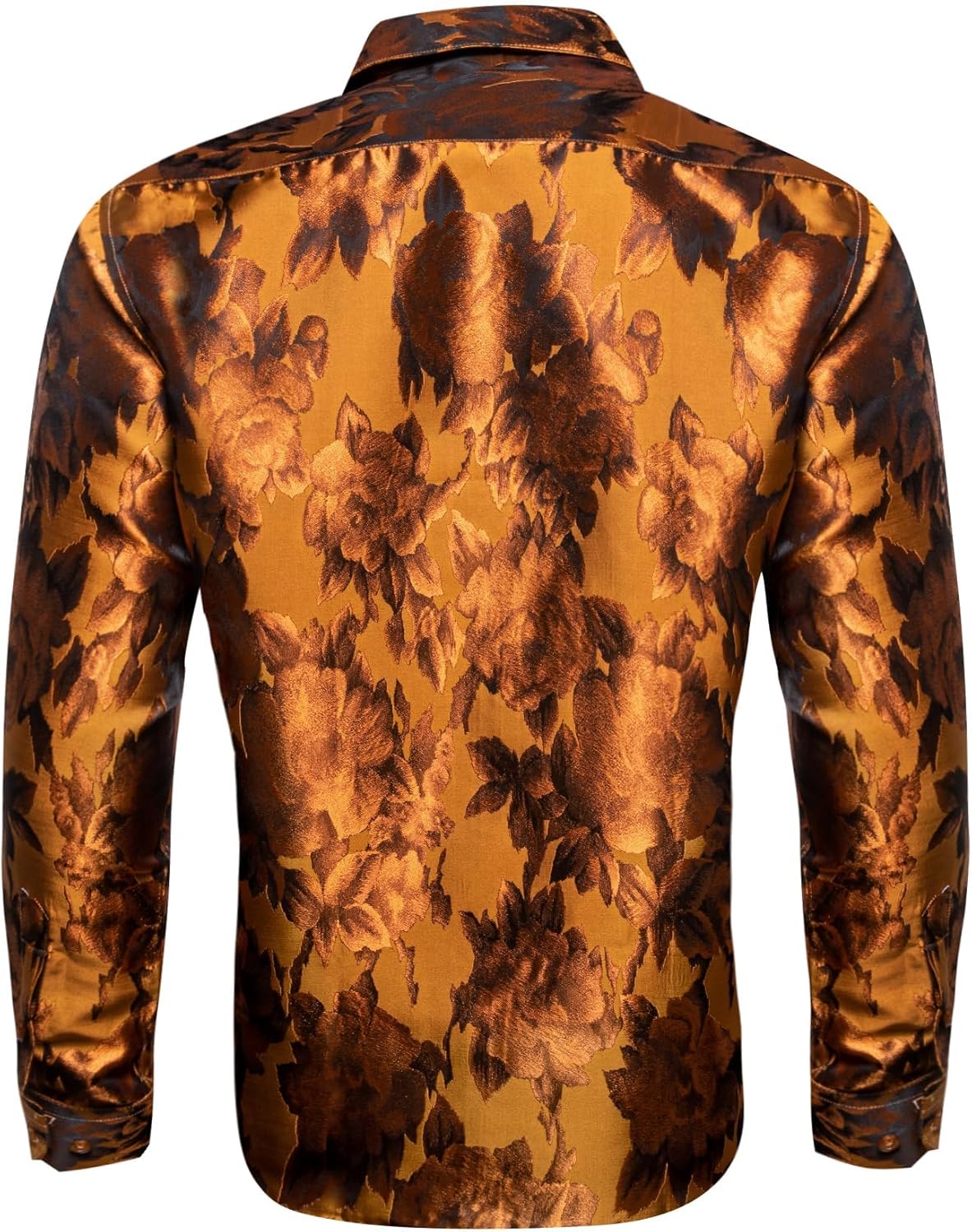 Barry.Wang Men's Silk Shirts Button Down Dress Shirt for Men Satin Paisley Floral Long Sleeve Cowboy Casual Mexico Shirts - Image 6