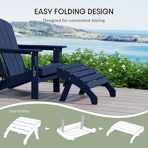 Vista 196 de WestinTrends Otomana para exteriores, reposapiés otomano Adirondack para patio, taburete de madera de polietileno para todo tipo de clima