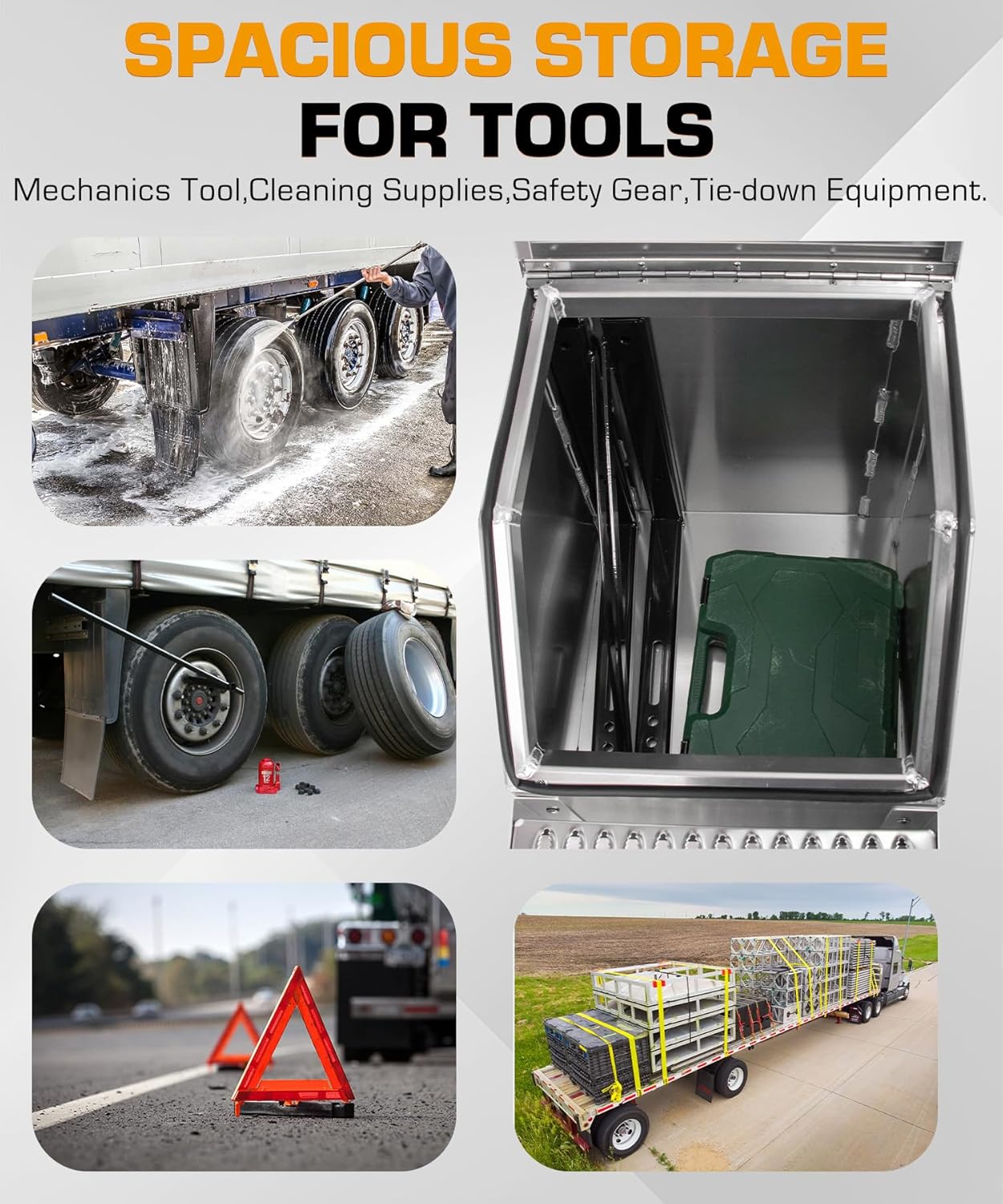 Truck Step Box 18" Aluminum Side Mount Tool Box Weatherproof Lockable Storage for Semi Trailer Truck Frame Step Fit for Peterbilt Kenworth Freightliner & More