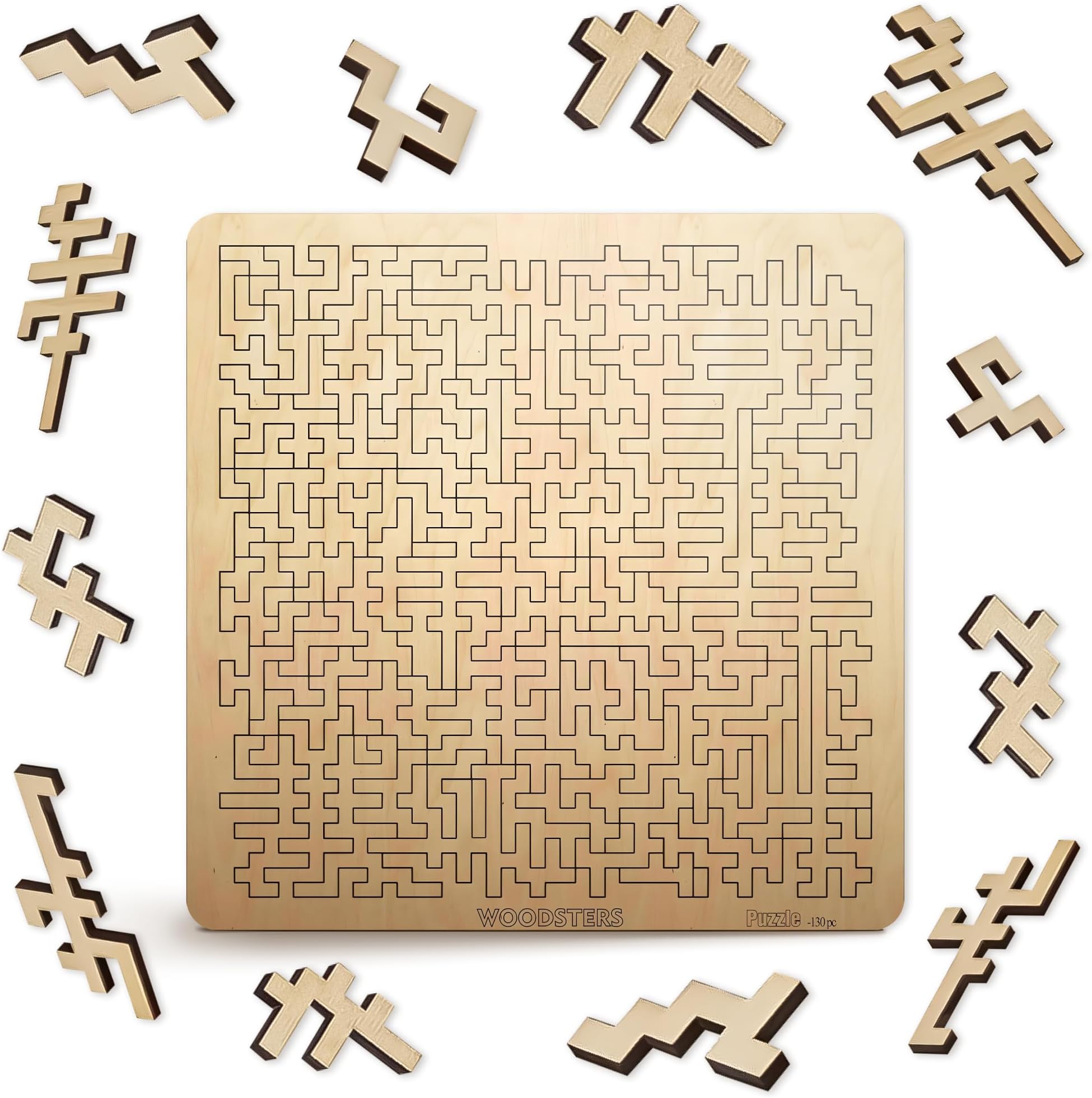 - Mind Bending Wooden Jigsaw Puzzle - Difficult Challenging Impossible Puzzles for Adults, Advanced Hard Jigsaw Puzzles - Aztec Labyrinth - 130 Pieces