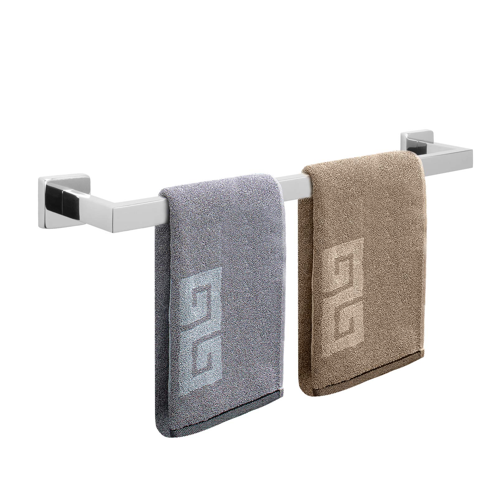 NearMoon Bathroom Towel Bar, Bath Accessories Premium Thicken Stainless Steel Square Shower Towel Rack for Bathroom, Towel Holder Wall Mounted (Chrome Finish, 24 Inch)