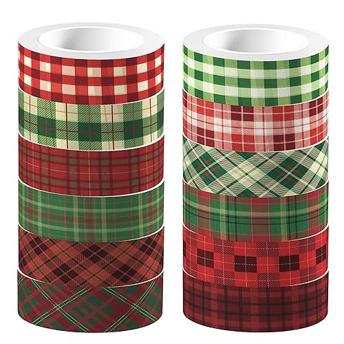 Christmas Lattice 12 Rolls 16.4ft Washi Sticker Set, Pattern Stickers
