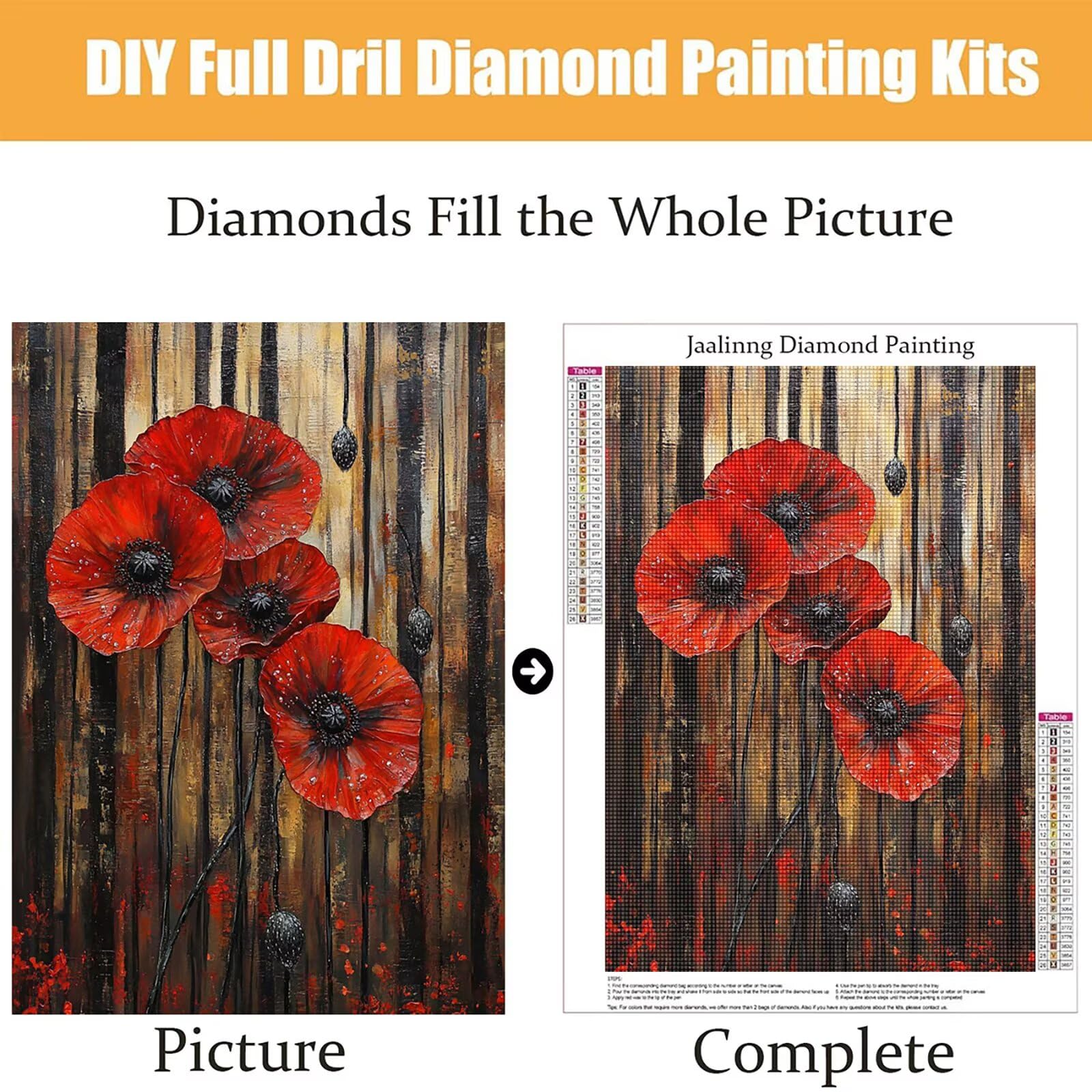 Diamond Painting Kit Completo, Diamond Painting Astratto, 5D Quadrato Pittura Diamante Kit Manualidades Adultos DIY Diamantini Crystal Art Disegni Ricamo Punto Croce Artigianale, 80x100cm Fiori j0-882