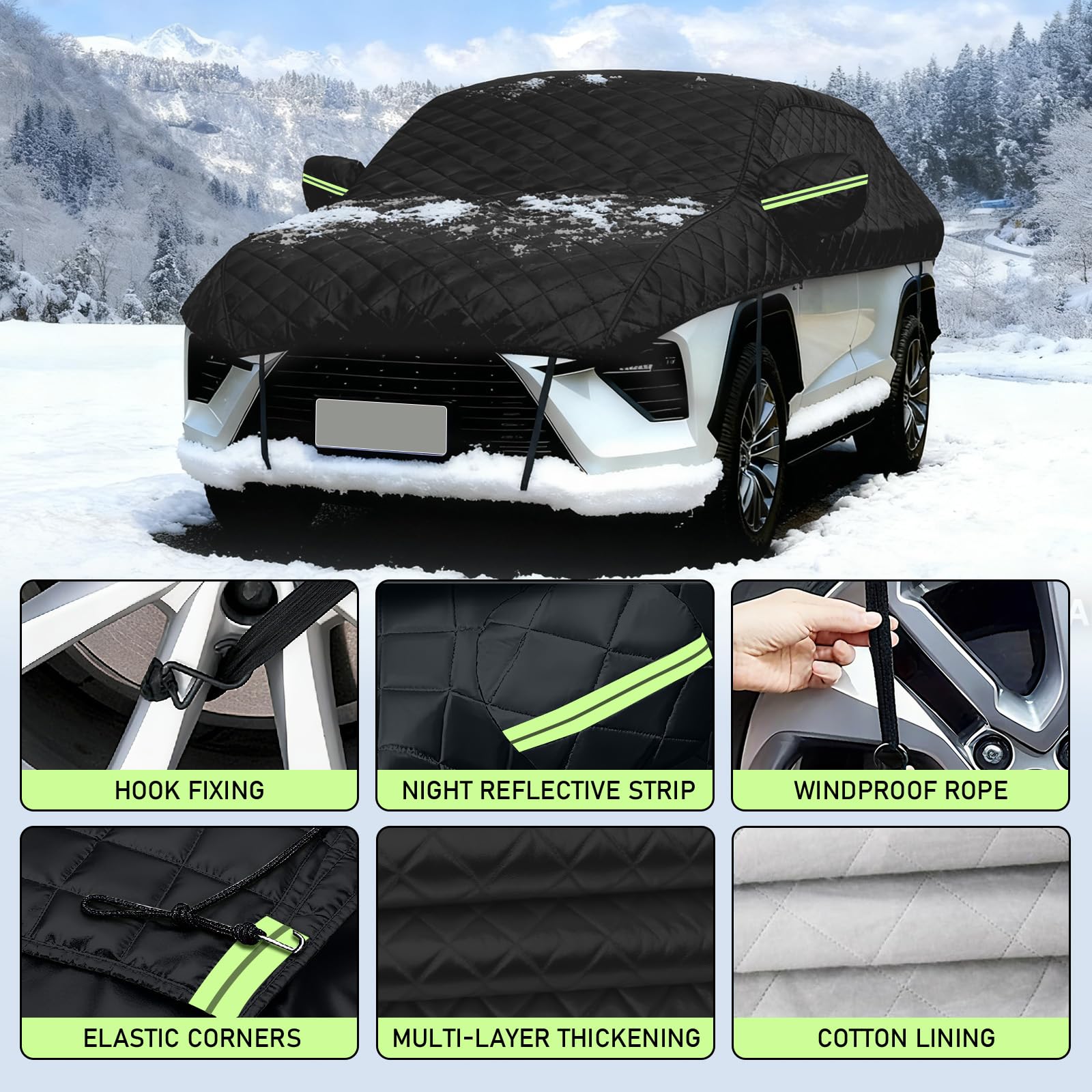 Halbgarage Auto für BMW iX1 2022,Wasserdicht Autoabdeckung,Winter Dicke Autoplane schützt vor Frost, Schnee und Sonne mit Reflexionsstreifen