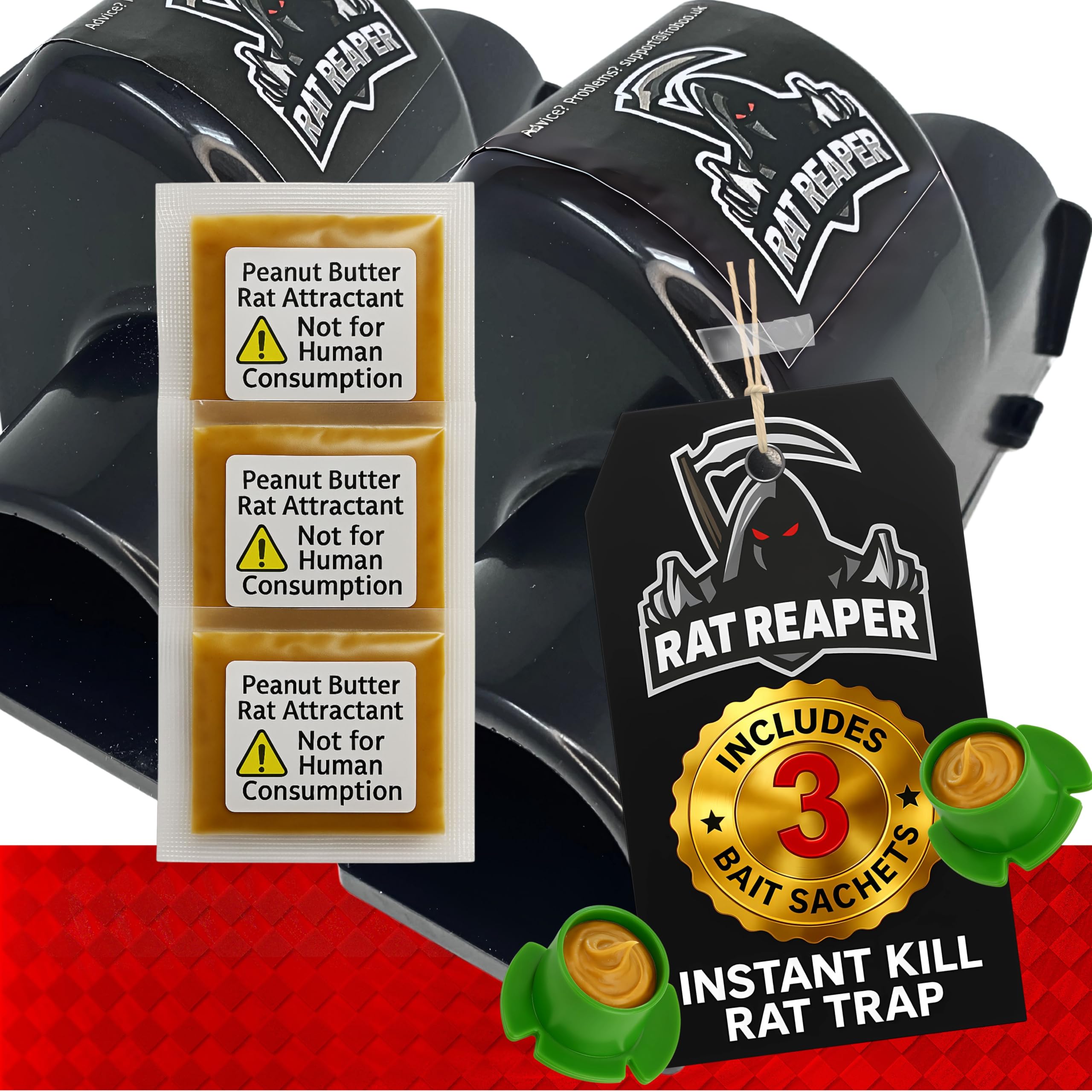 Rat Reaper 2 Pack Rat Traps – Includes 3 Peanut Butter Bait Sachets | Quick Kill, Humane, Tamper-Resistant, Reusable, Non-Toxic Rat Traps for Indoor & Outdoor Use – Affordable Pest Control Solution-image-38