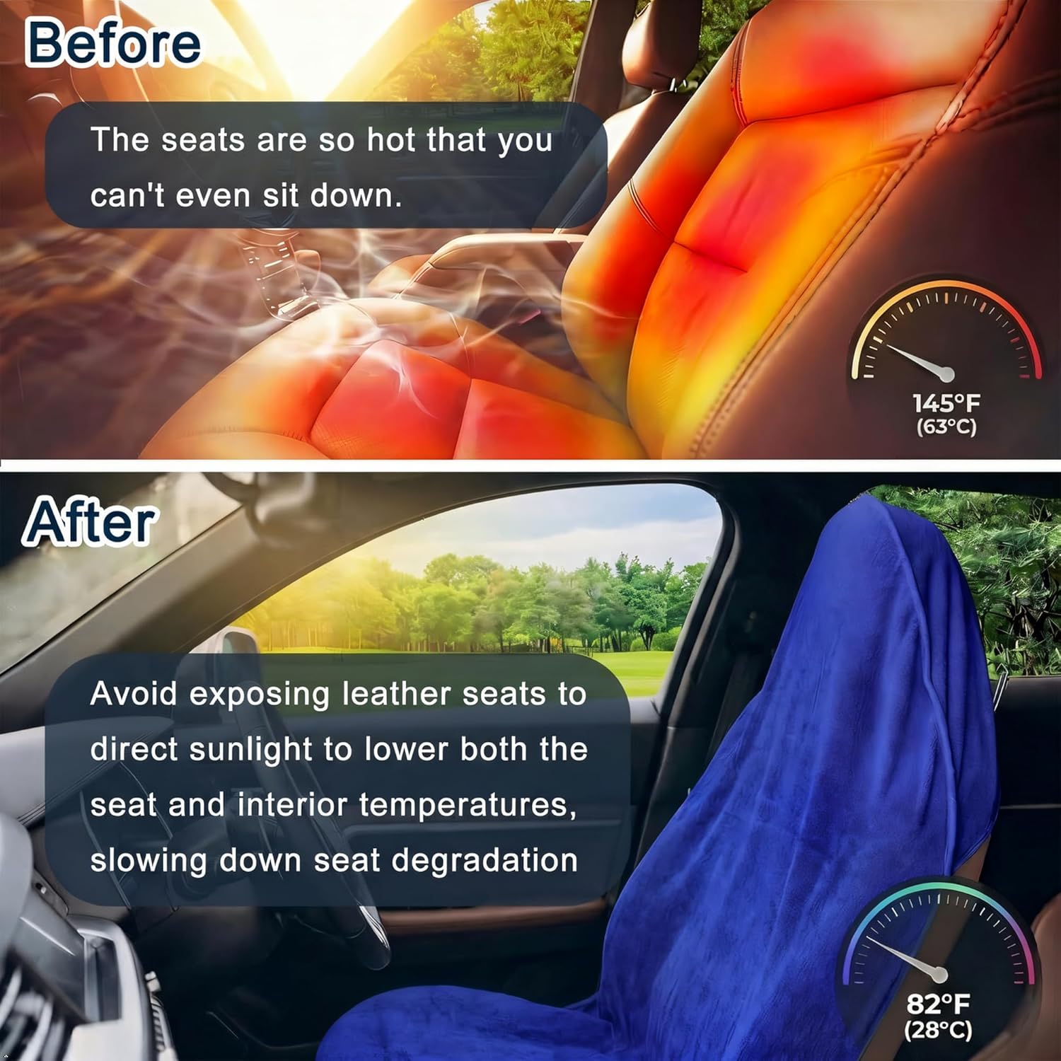 Car Seat Towel Cover, 2pcs Universal Front Seat Protector for Cars, SUVs and Trucks, Sweat Towel Car Seat Cover for Gym, Yoga, Swimming, Pets and Family Travel, Blue