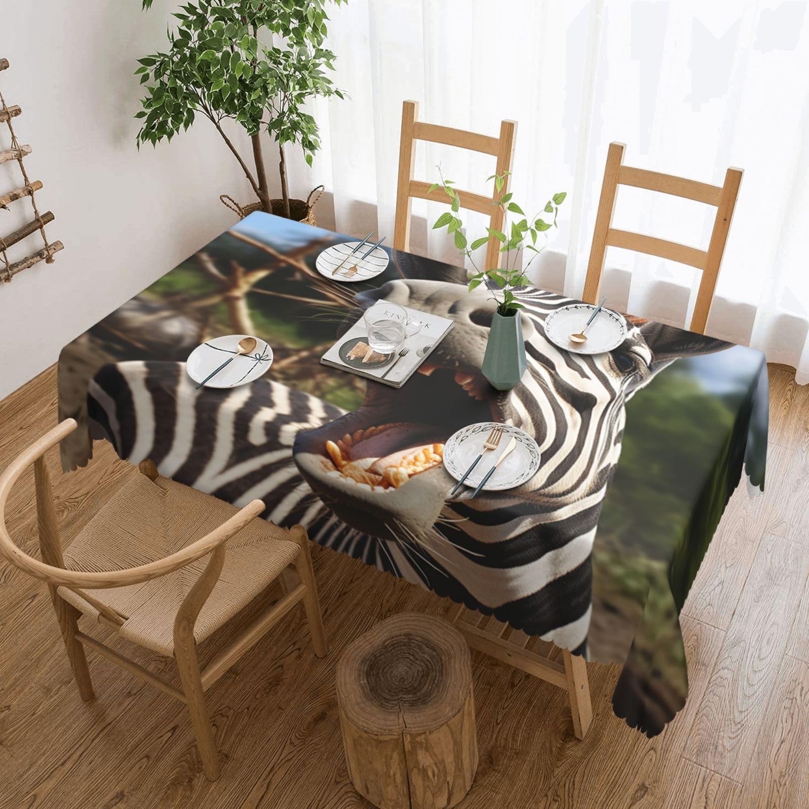 Nappe rectangulaire imperméable et infroissable motif zèbre