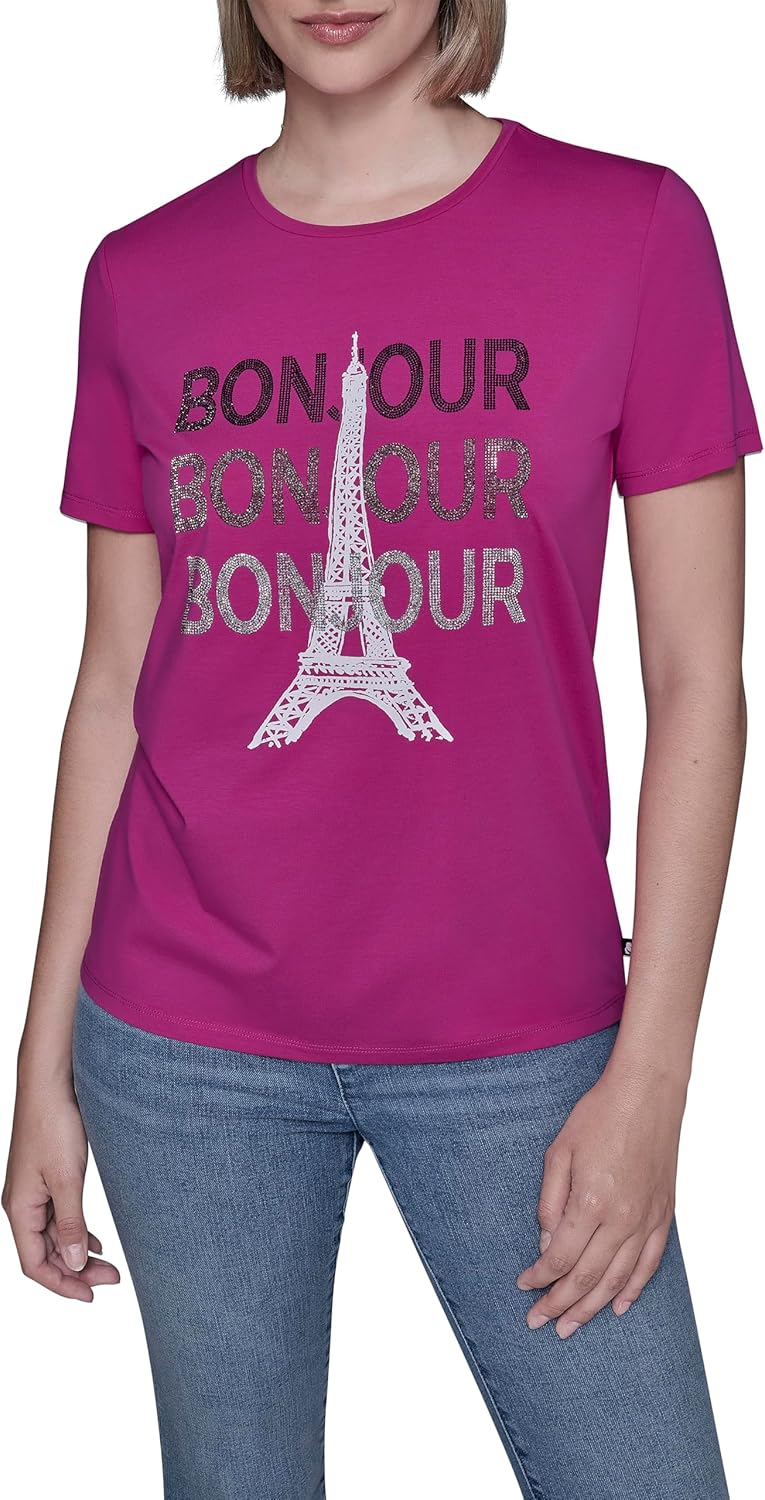 Karl Lagerfeld Womens Short Sleeve Soft Everyday Logo T-Shirt