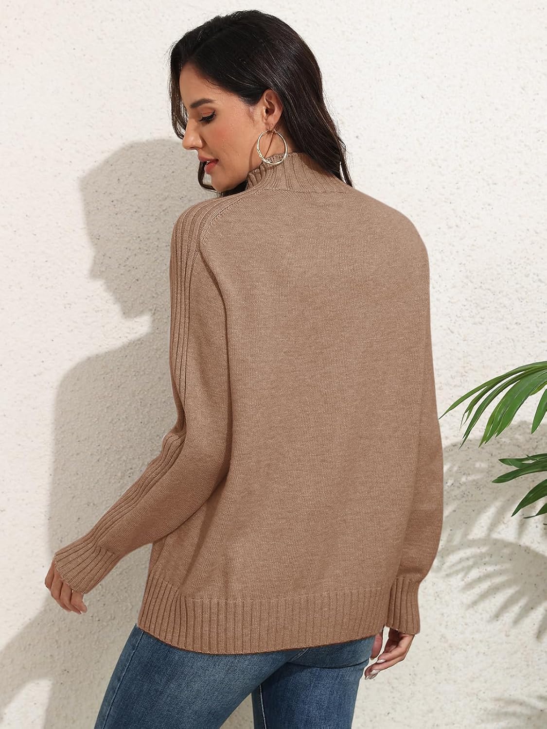 Les umes Womens Turtleneck Sweaters Long Sleeve Loose Pullover Sweater Casual Knit Tops - Image 3