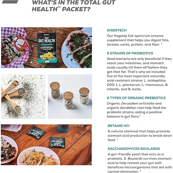 Onnit Total Gut Health: Daily Prebiotic, Probiotic, and Digestive Enzyme Packets (15 Pack) 4