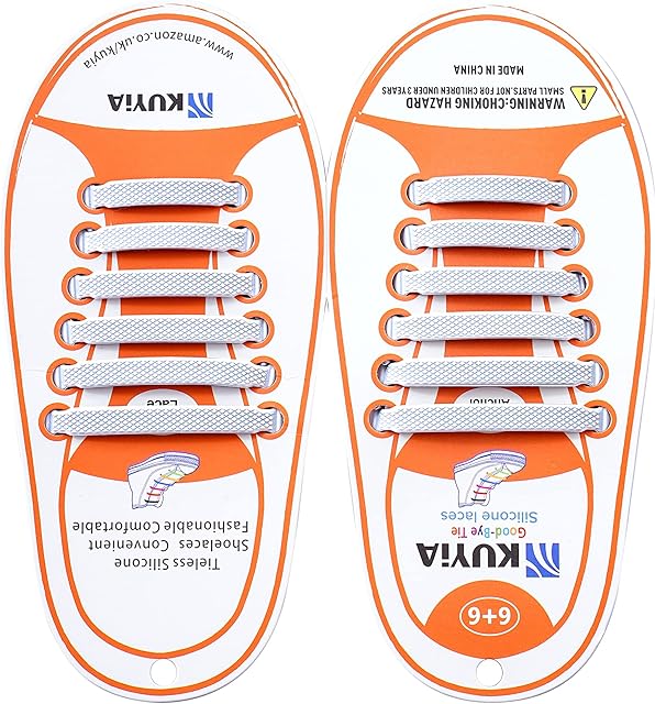 KUYIA No Tie Silicone Shoe Laces, Waterproof Flat Stretchy Elastic Strings, Walking Athletic Running Sports Fashion Adults Kids Tieless Shoelaces for Sneakers Trainers Boots Converse Brogue Canvas