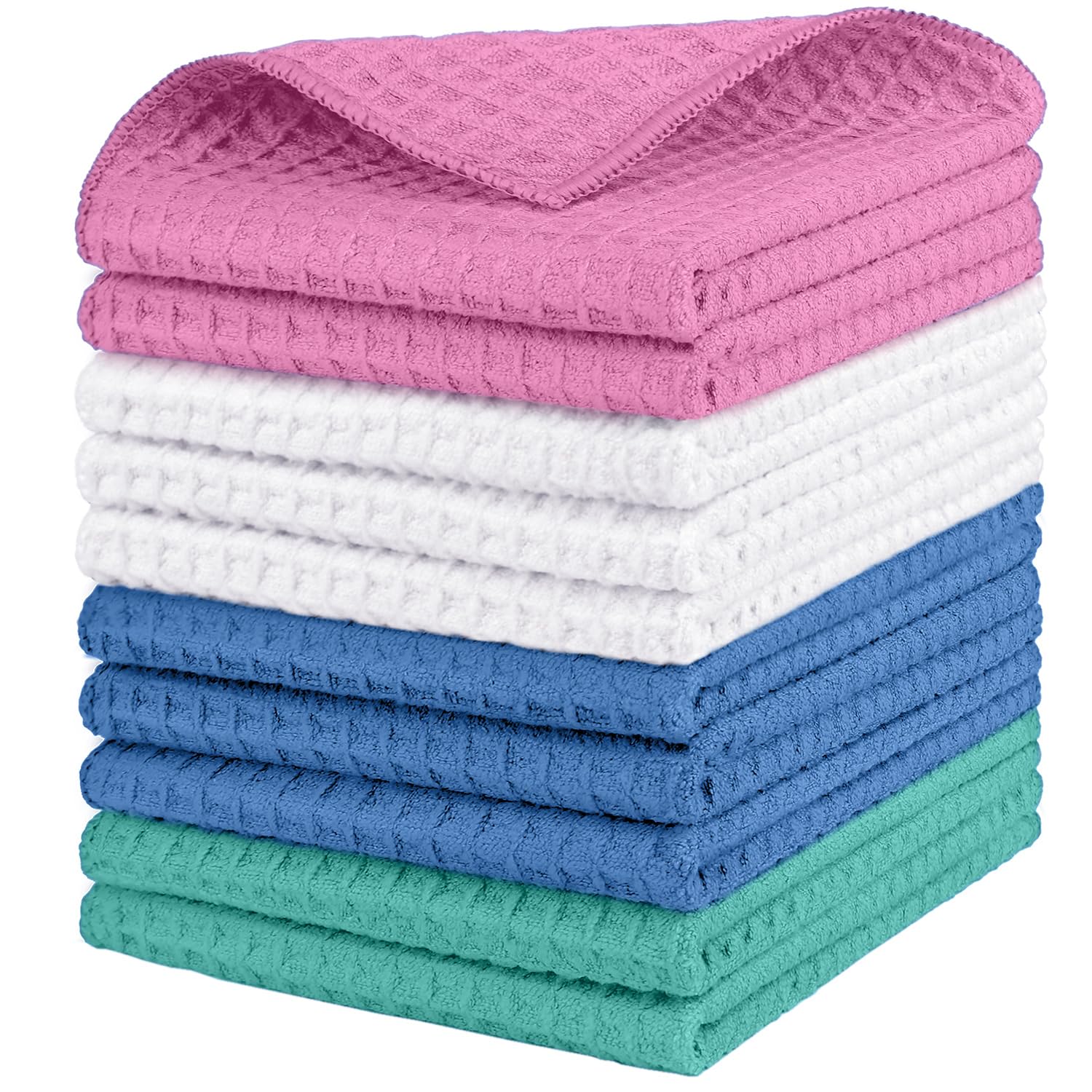 HOMEXCEL Waffle Weave Microfiber Towel, 10 PK Waffle Towels, 12 x 12 in