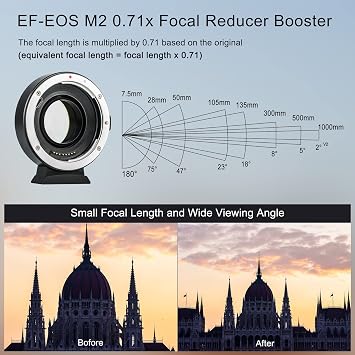 VILTROX EF-EOS M2 Speed Booster 0.71x Auto Focus Lens Mount Adapter Compatible with Canon EF Lens to Canon EOS EF-M Mount Camera EOS-M M200 M6 M5 M50 M100