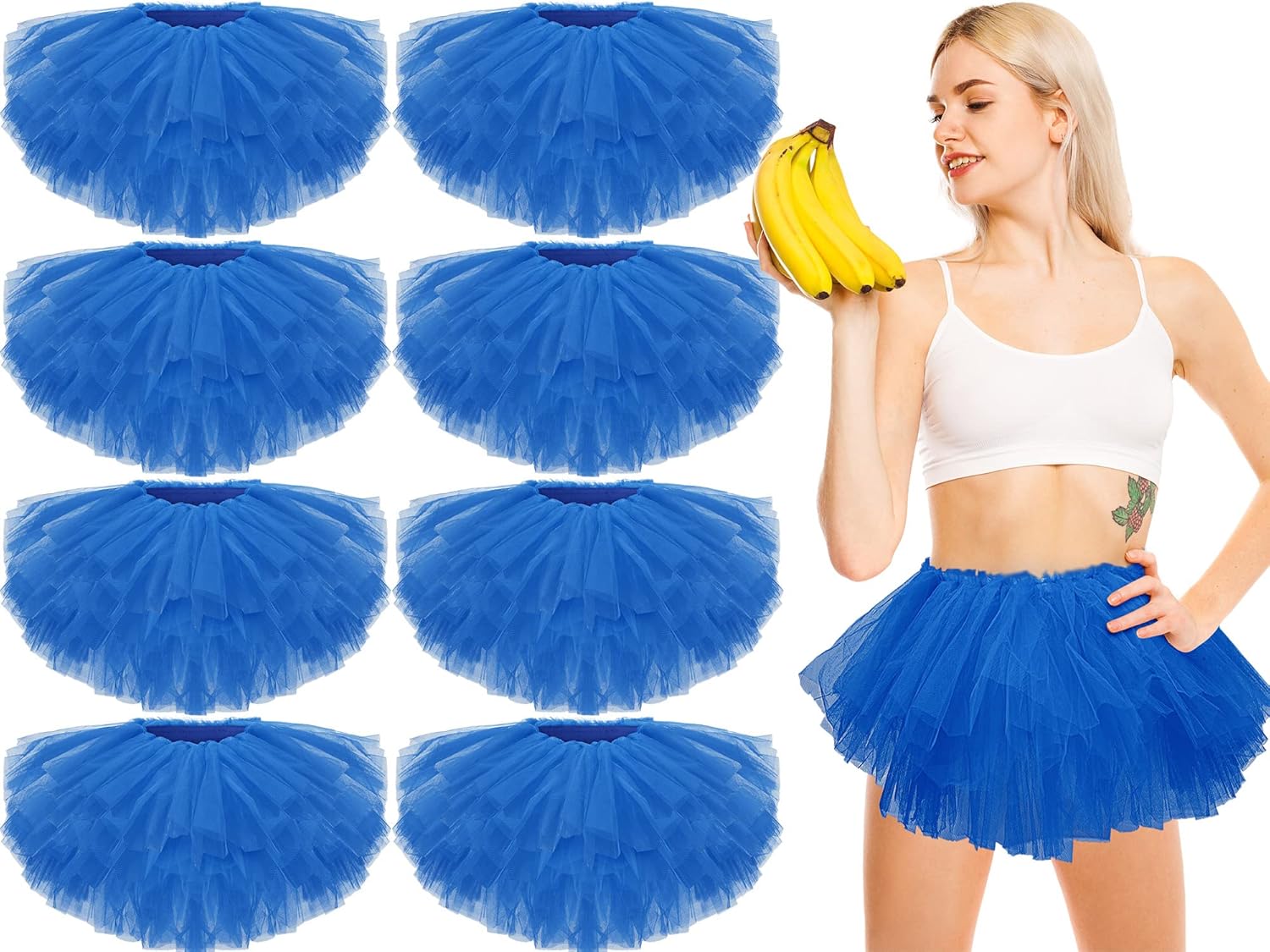 Handepo 9 Pcs Adult Tutu Skirts for Women 5 Layers Tulle Skirt Classic Elastic Tutu for Halloween Ballet Dance Party