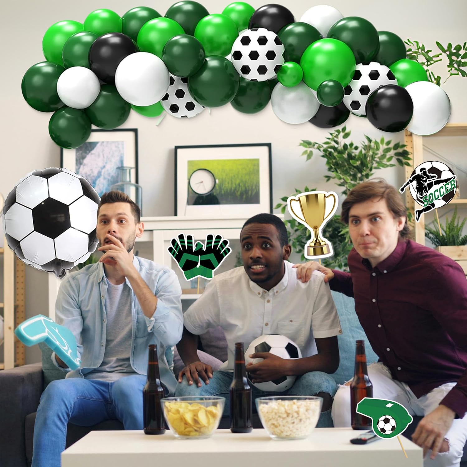 Birthday Decorations for Men,Happy Birthday Banner, 20 Balloons,Photo Booth Props for Boys (Soccer) - Image 7