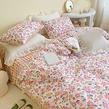 新品★薔薇ブーケと小花綿100%シングル掛け布団カバー枕カバー２枚シーツの4点 新品☆薔薇ブーケと小花ストライプ綿100%シングル掛け布団カバー