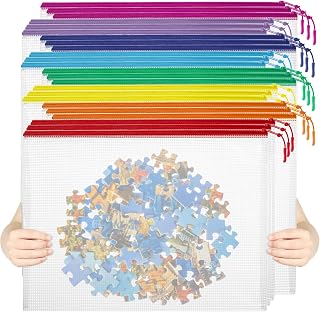 YOPCDJ 24 Pack A3 Mesh Zipper Pouch Bags 17x12" Large Waterproof Storage for Puzzles, Board Games, Classroom Organization