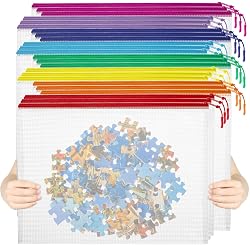 YOPCDJ 24pcs Mesh Zipper Pouch File Bags Puzzle Storage Bags, A3 17x12 Inches Large Reusable Zipper Pouches for Organizing Classroom Board Game Organization